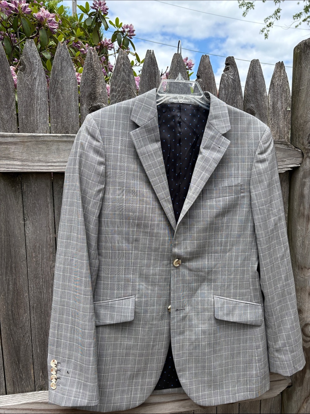 Indochino 40R gray wool blazer.